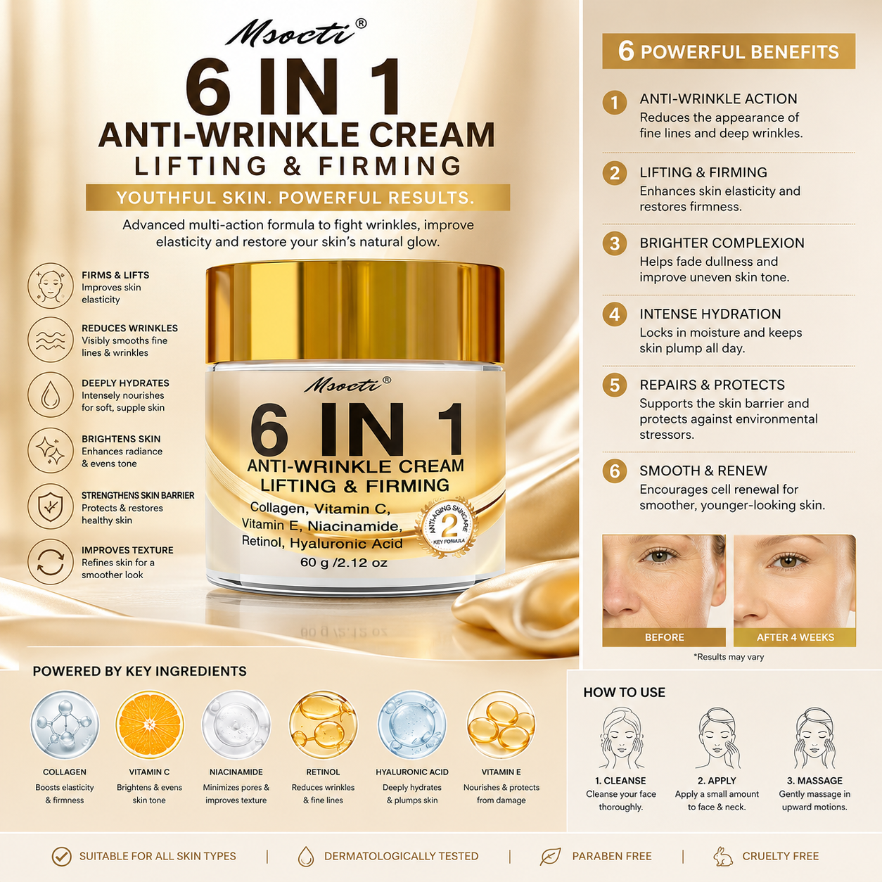 6-in-1 Instant Firming & Lifting Face Cream - Anti-Aging Cream