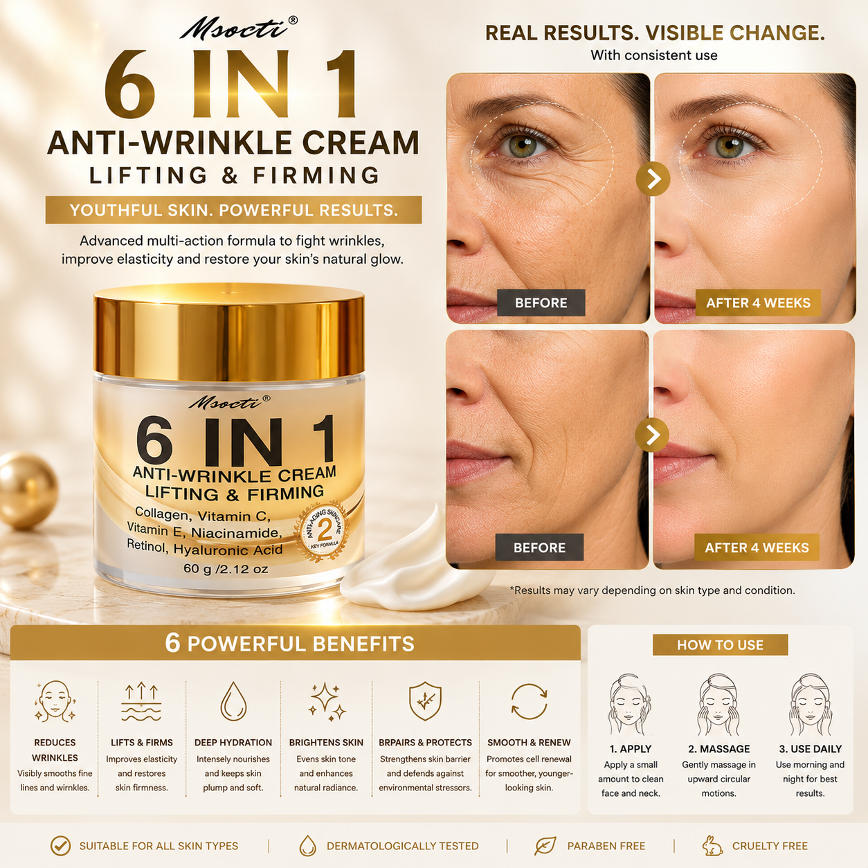 6-in-1 Instant Firming & Lifting Face Cream - Anti-Aging Cream