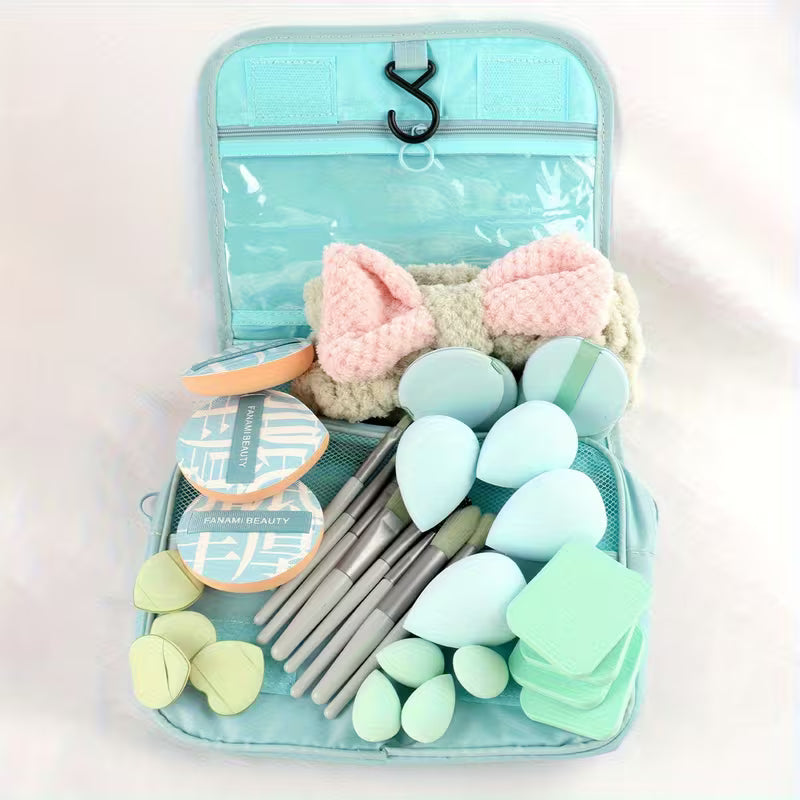 33pcs Beauty Tool Set with Travel Makeup Bag