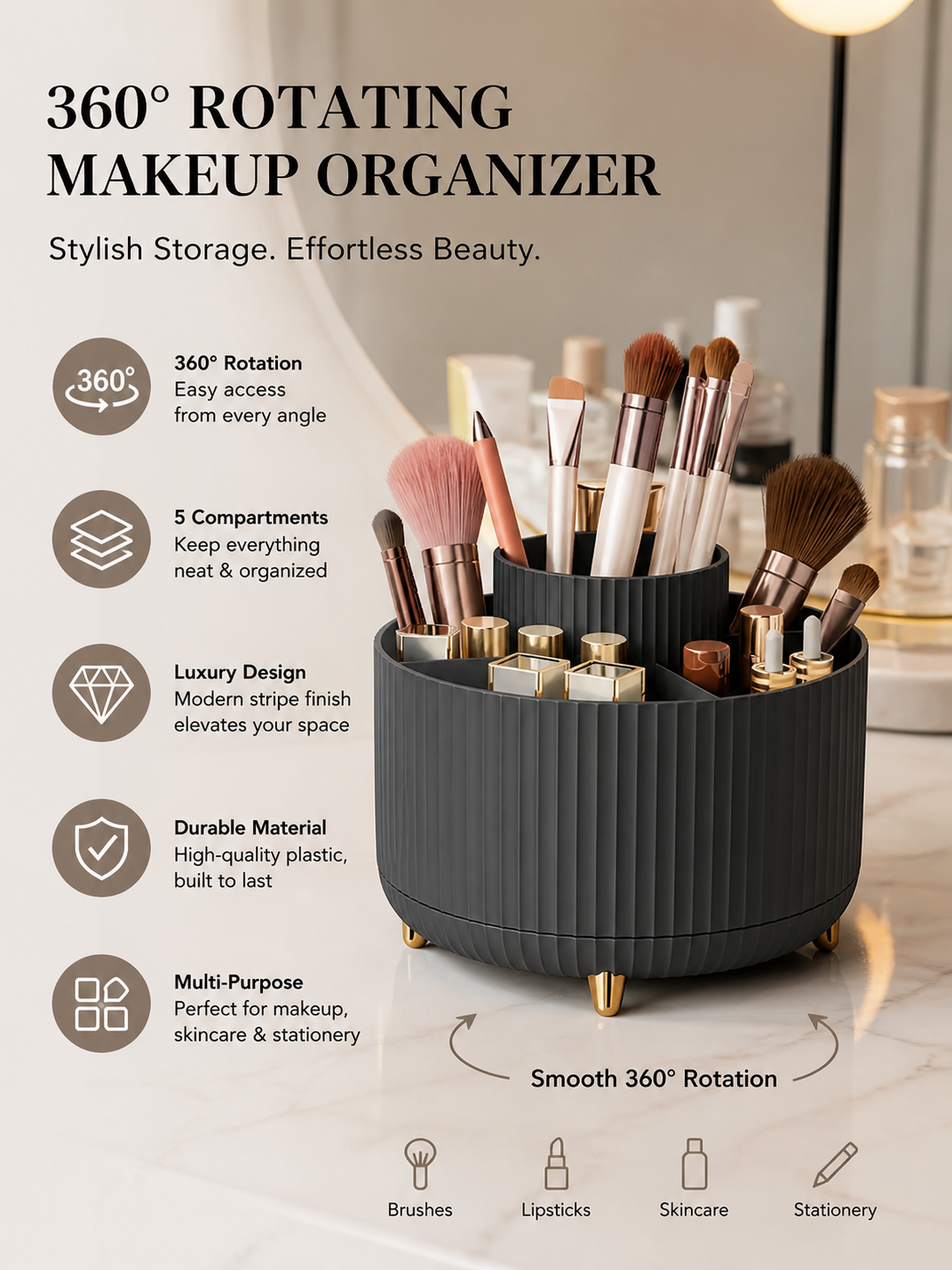 360° Rotating Makeup Organizer