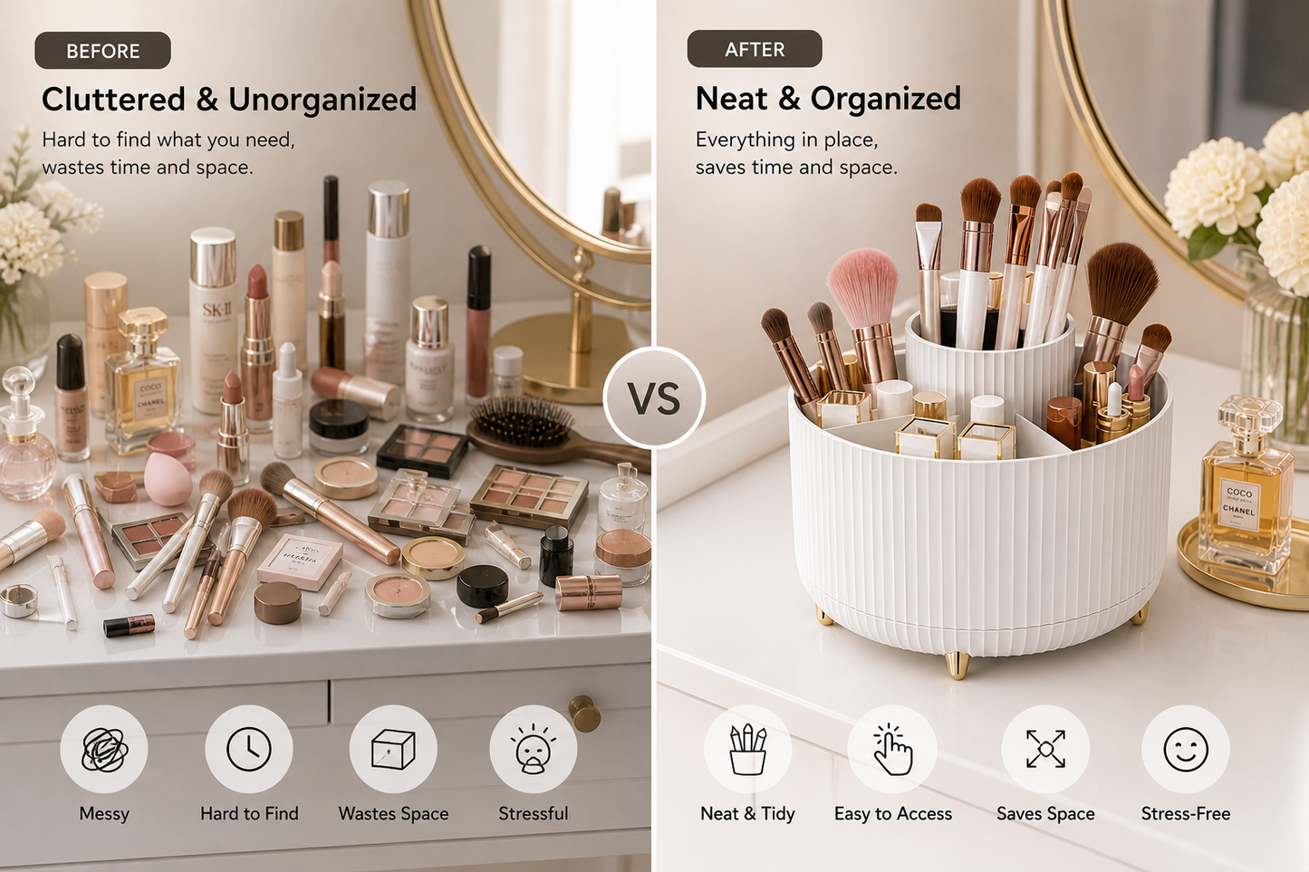 360° Rotating Makeup Organizer